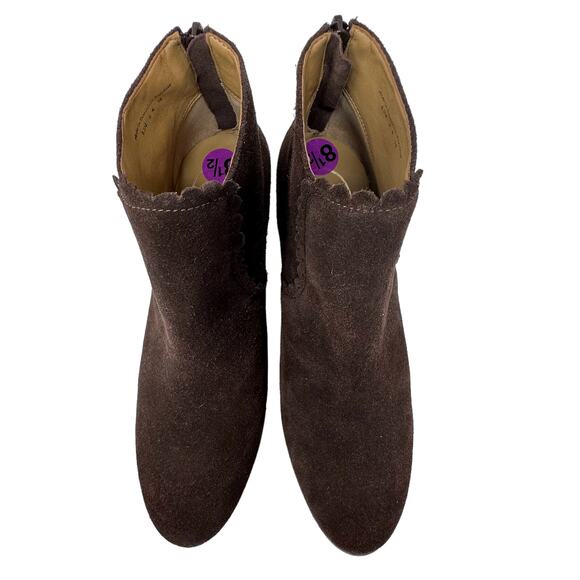 Jack Rogers Emery Wedge Booties Womens 8.5 Brown Suede Scalloped Ankle boots - Picture 8 of 14
